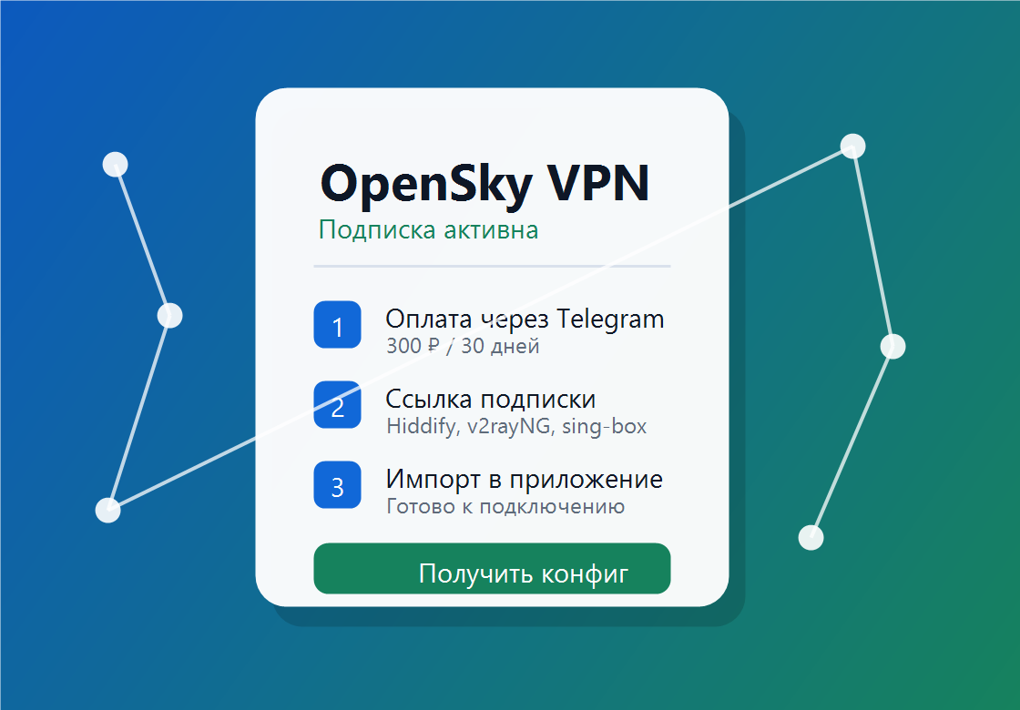 Экран подключения OpenSky VPN